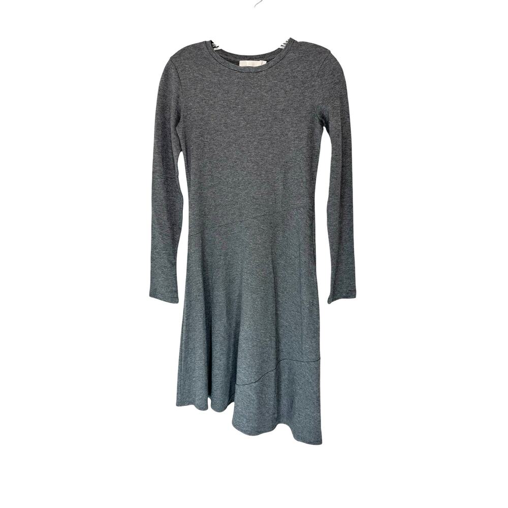 VINCE Dress Heather Charcoal Long Sleeve Asymmetric Work Career Midi‎ Size XS